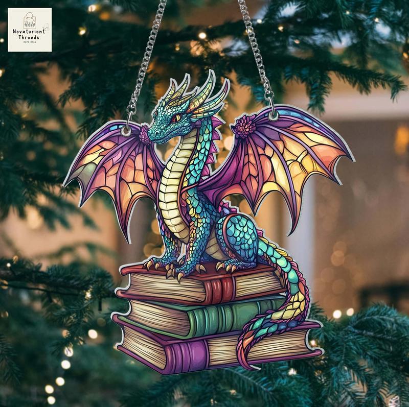 Book Dragon Window Hanging, Fantasy Dragon, Dragon ACRYLIC Wall Art Decoration, Bookish Home Decor  Lover