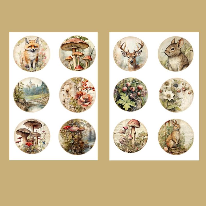 96pcs Animal Forest Themed Decorative Sticker, Decorative Collage Decal, DIY Decorative Sticker For Stationery Computer Water Bottle Skateboard