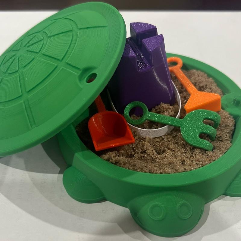 3D Printed Turtle Table Top Sand Box - 5 Inch Round with Accessories tabletop miniatures Decor animal figurine office desk