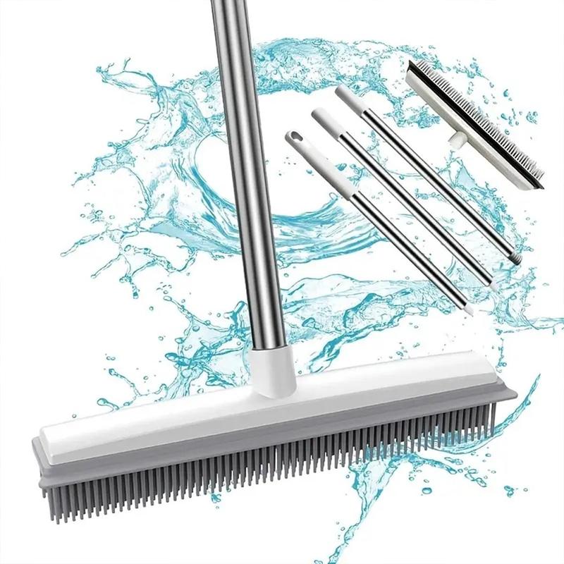 2 in 1 Pet Hair Removal Broom, Detachable Cleaning Broom for Rug Carpet, Multifunctional Long Handle Squeegee, Household Cleaning Tool for Home & Office