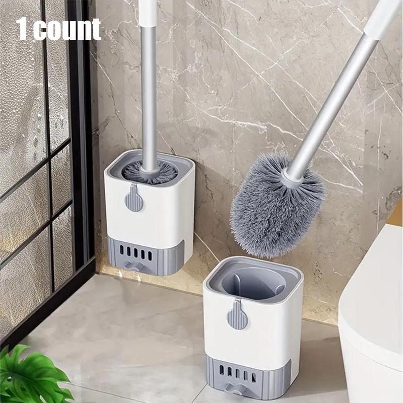 Toilet Brush with Holder Set, 1 Count Wall Mounted Long Handle Toilet Cleaning Brush, Flexible Toilet Cleaning Brush, Bathroom Cleaning Brush