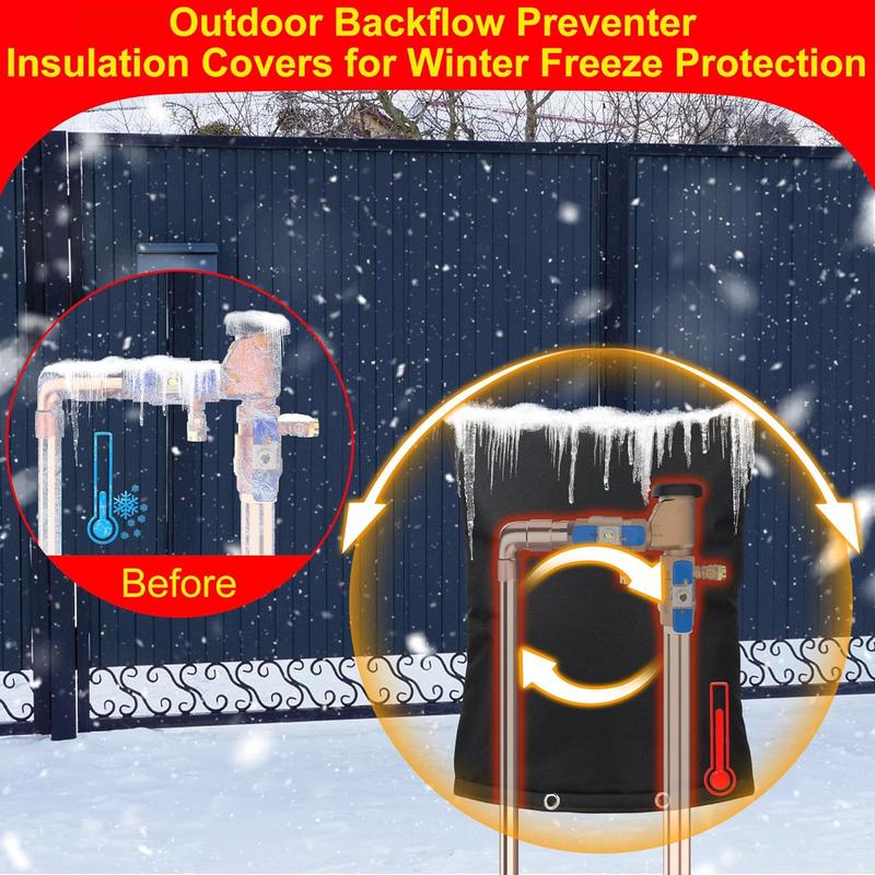 Backflow Preventer Insulation Weatherproof Covers, Pressure Vacuum Breaker Valve Insulated Covers Winter Freeze Protection, Outside Irrigation Sprinkler System Pipe Bag Pouch,16''W x 20''H Waterproof Filter