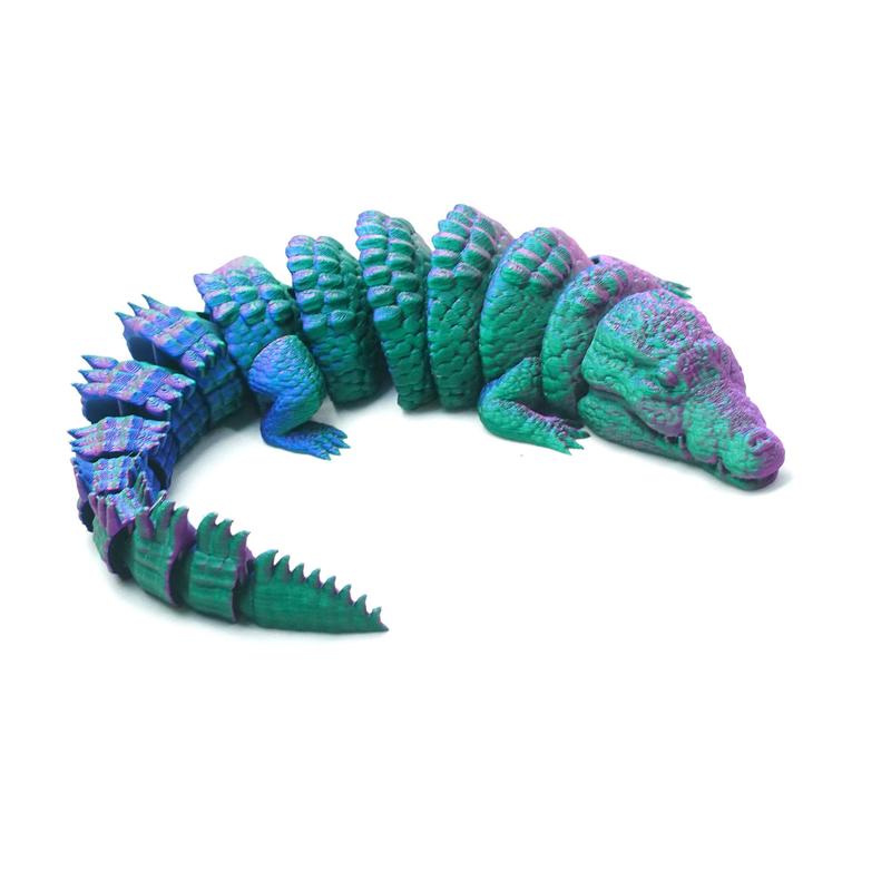 3D Printed Crocodile Design Figurine, Creative Animal Figurine, Desktop Decoration Craft for Home Office Bedroom Living Room