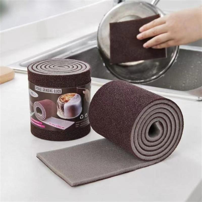 1 Roll Cleaning Carborundum Sponge, Pot Rust Removal Emery Sponge, Household Kitchen Cleaning Sponge Wipe