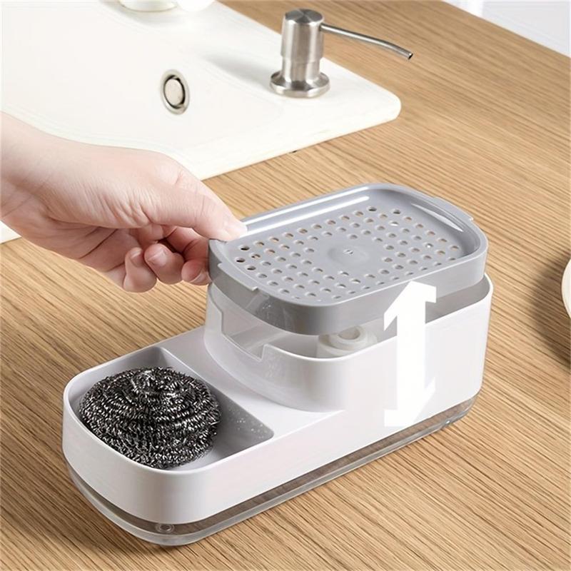 Kitchen 2 in 1 Soap Dispenser, Multifunctional Tabletop Sponge Holder, Kitchen Sink Soap Dispenser