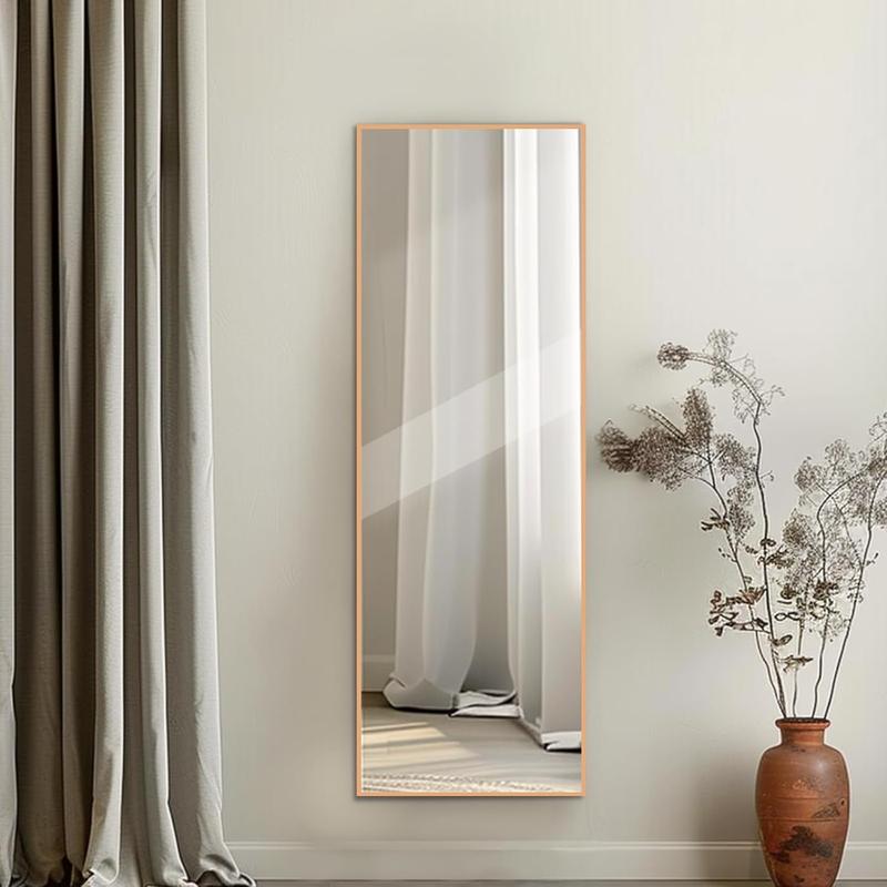 47x14 Over The Door Mirror Full Length Hanging Door Mirror Wall Mounted Mirror for Bedroom Bathroom Dorm Long Full  Mirror with Hanger Yellow