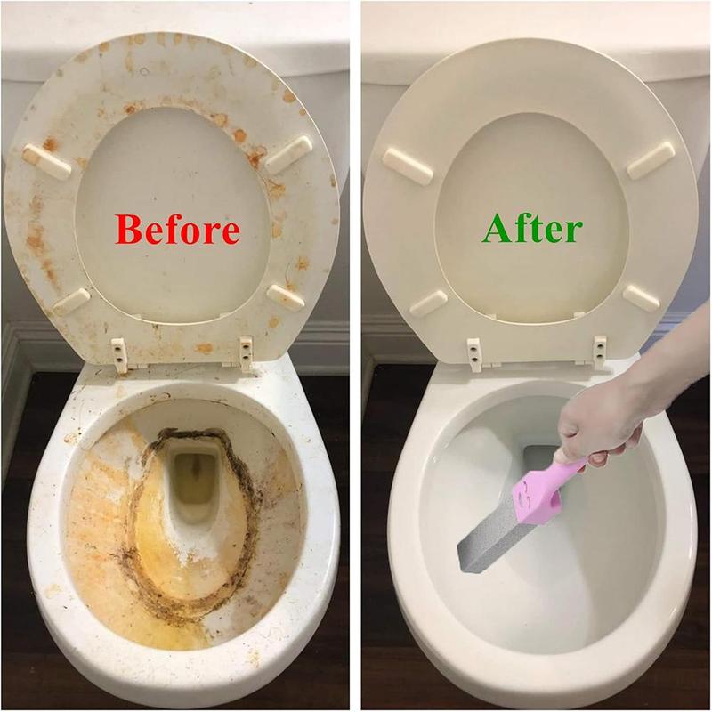 Pumice Toilet Bowl Cleaner with Handle, Scouring Stick for Removing Toilet Bowl Hard Water Rings, Calcium Buildup and Rust, Suitable for Cleaning Toilet, Bathroom