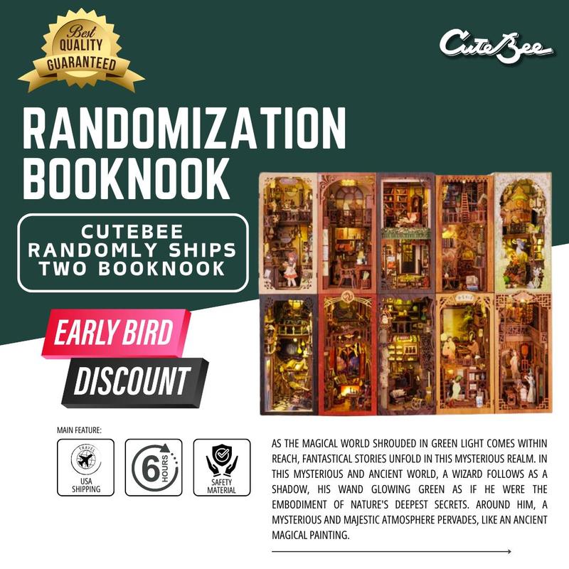 CUTEBEE Randomization BOOKNOOK Bookcase decoration. Holiday gift with LED lights,cover dust