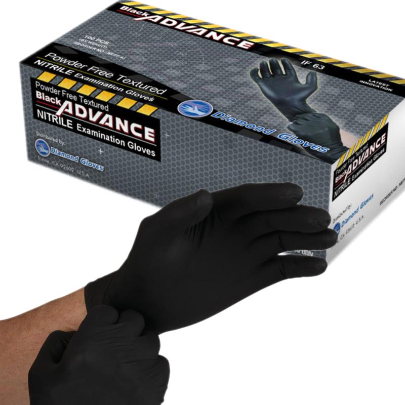 Diamond Heavy Duty 6mil Black Nitrile Disposable Gloves - Latex-Free & Powder-Free Cleaning Food Gloves Hand Household Kitchen 100-ct Box Palm