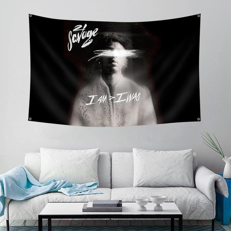 21 Savage Flag Tapestry 40x60in Rapper I am Pop Art Mural Blanket Album Cover Poster for Bedroom Living Room Dorm Wall Decor