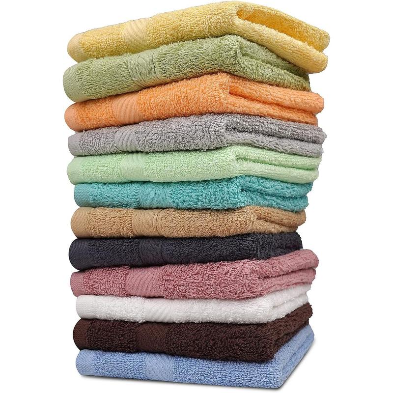 Cotton Bath Wash Cloths - 12 Pack - 12