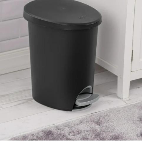 2.6 Gallon Ultra Step On Bathroom Trash Can - Black