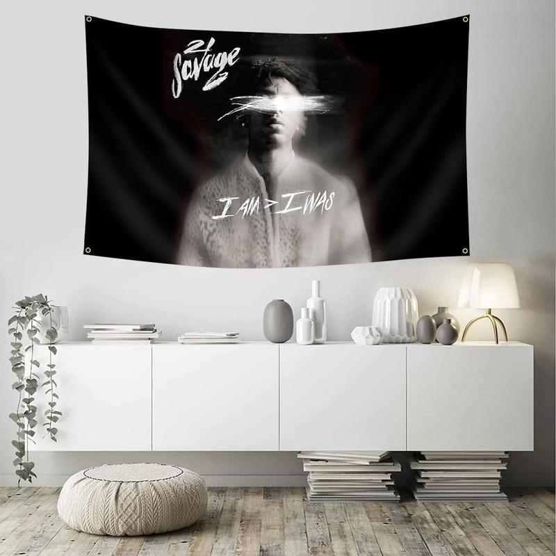 21 Savage Flag Tapestry 40x60in Rapper I am Pop Art Mural Blanket Album Cover Poster for Bedroom Living Room Dorm Wall Decor