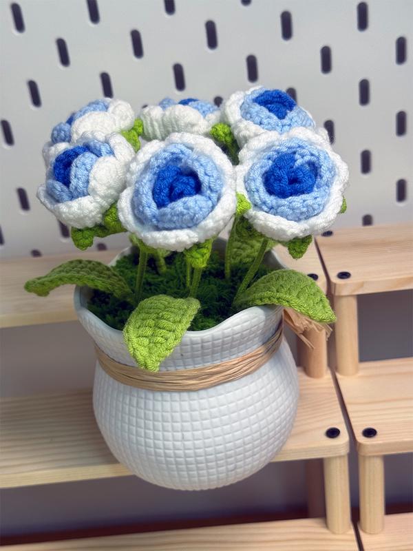 Handmade Crocheted Roses for Home Decoration - Multicolored Plants Decorative Flowers - Gift for Family or Friends