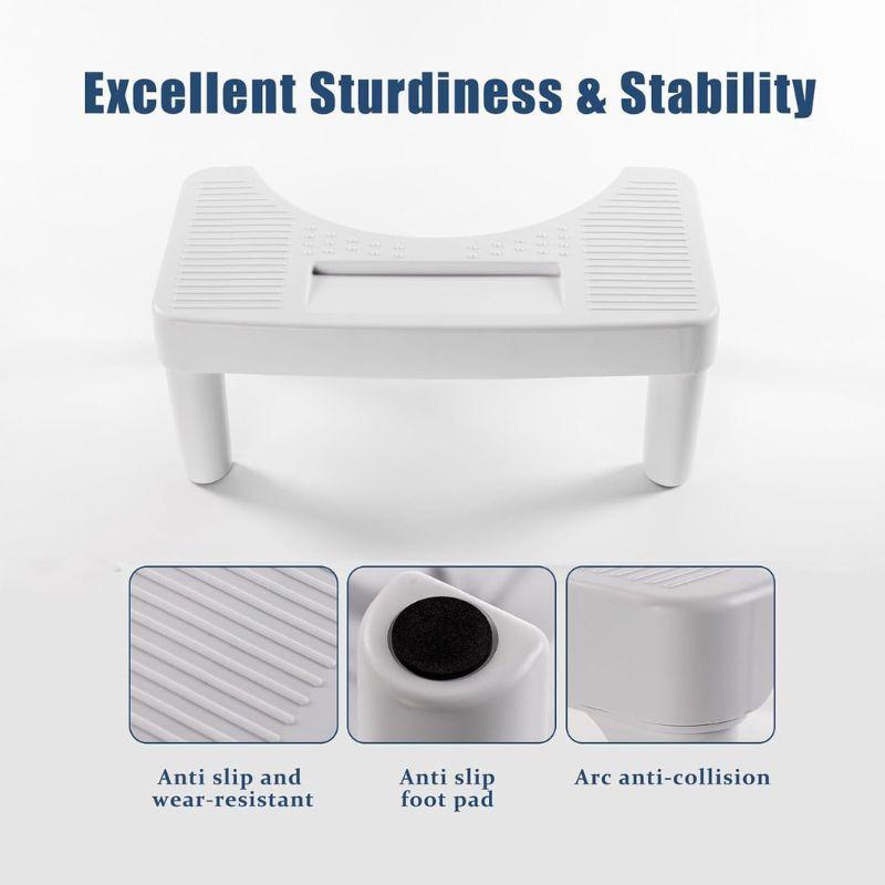 6.7 Inch Toilet Stool for Bathroom, Non-Slip Potty Step Stool for Adults Seniors Kids Plastic Standing