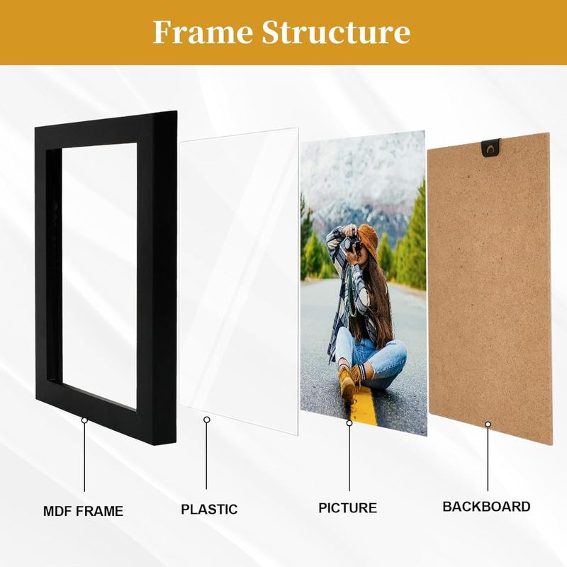 4x6 Picture Frames Set of 5, Wooden Picture Frames for 4x6 Picture Wall Gallery Black 4x6 Picture Frames Desktop or Wall Mounted Display for Prints, Photos, Paintings, Landscapes