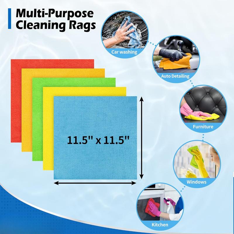 Microfiber Cleaning Cloths, Rags Towels Bulk Absorbent Lint-Free Washcloths, All Purpose Cloth Wipes for Car, Office, Household microfiber towel