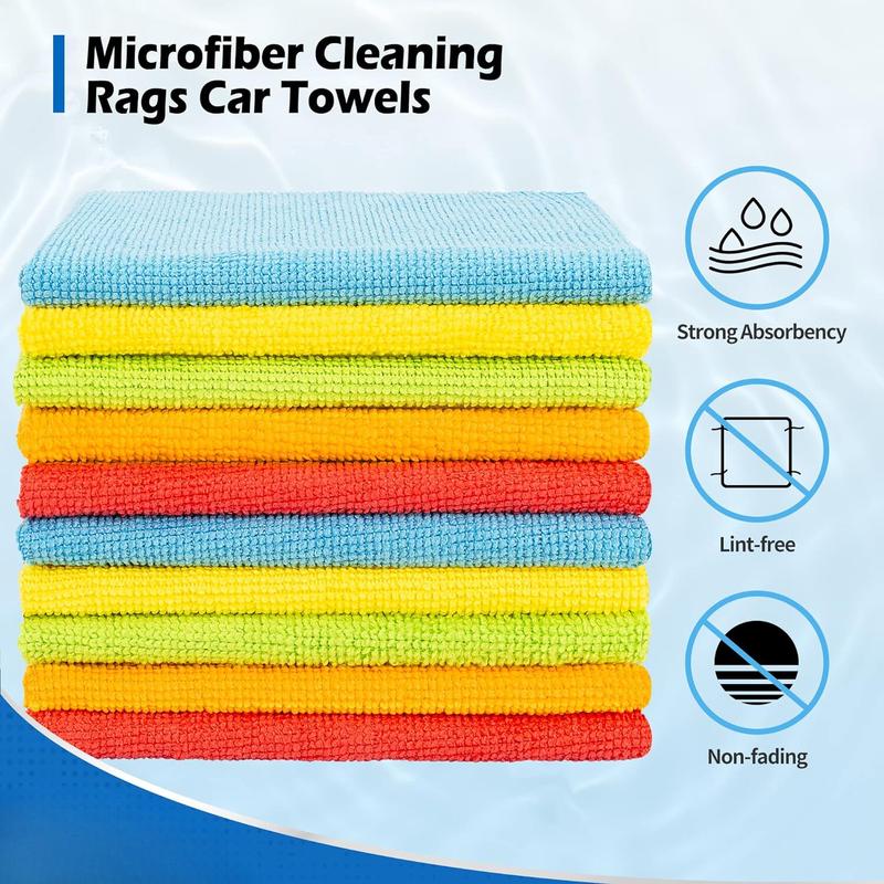 Microfiber Cleaning Cloths, Rags Towels Bulk Absorbent Lint-Free Washcloths, All Purpose Cloth Wipes for Car, Office, Household microfiber towel