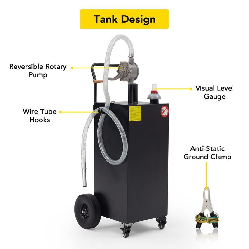 40 Gal Black Portable Gas Caddy with Pump for Fuel Storage