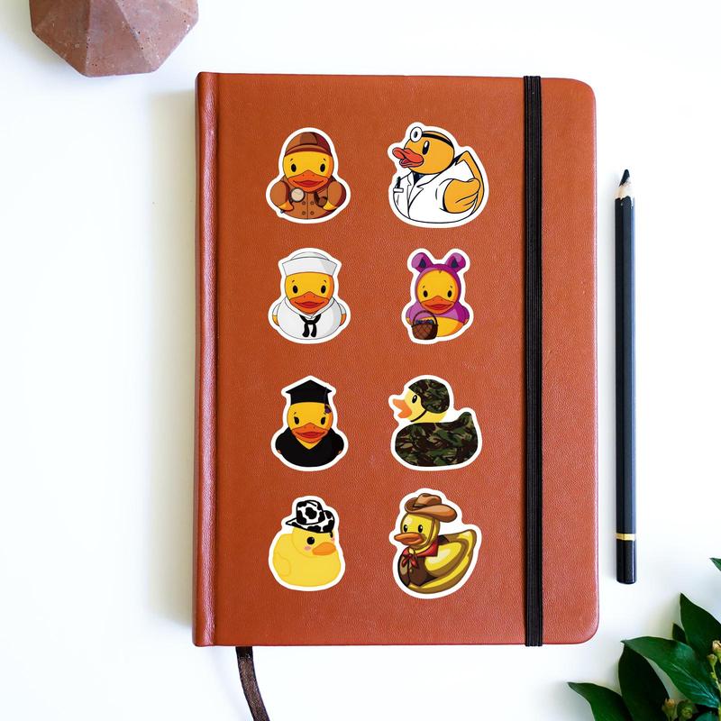 Duck Pattern Sticker, 71pcs set Cute Cartoon Duck Sticker for Christmas Gift, Waterproof Self Adhesive Decor Paper for Gift Greeting Card Water Bottle Laptop Phone