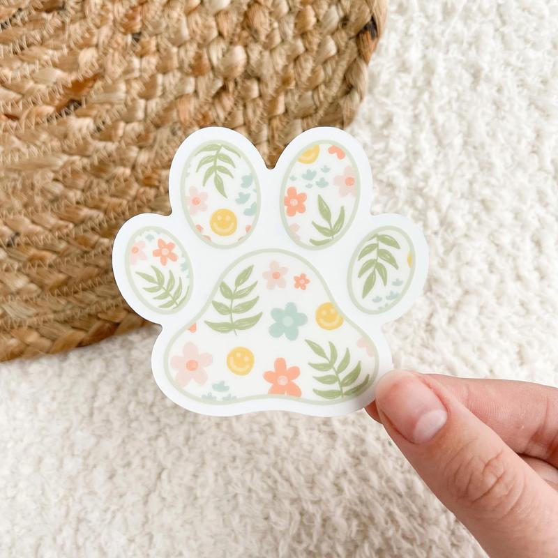 Floral Paw Print Sticker