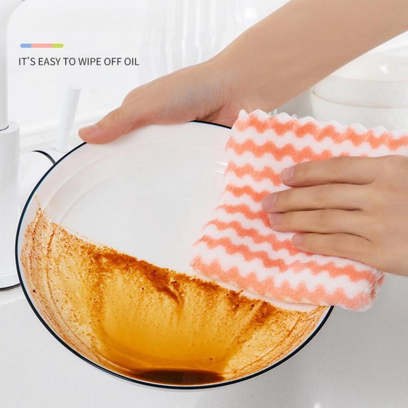 Random Color Dishcloth (5pcs), Water Absorption Dish Cleaning Cloth, Household Cleaning Cloth For Kitchen Bathroom