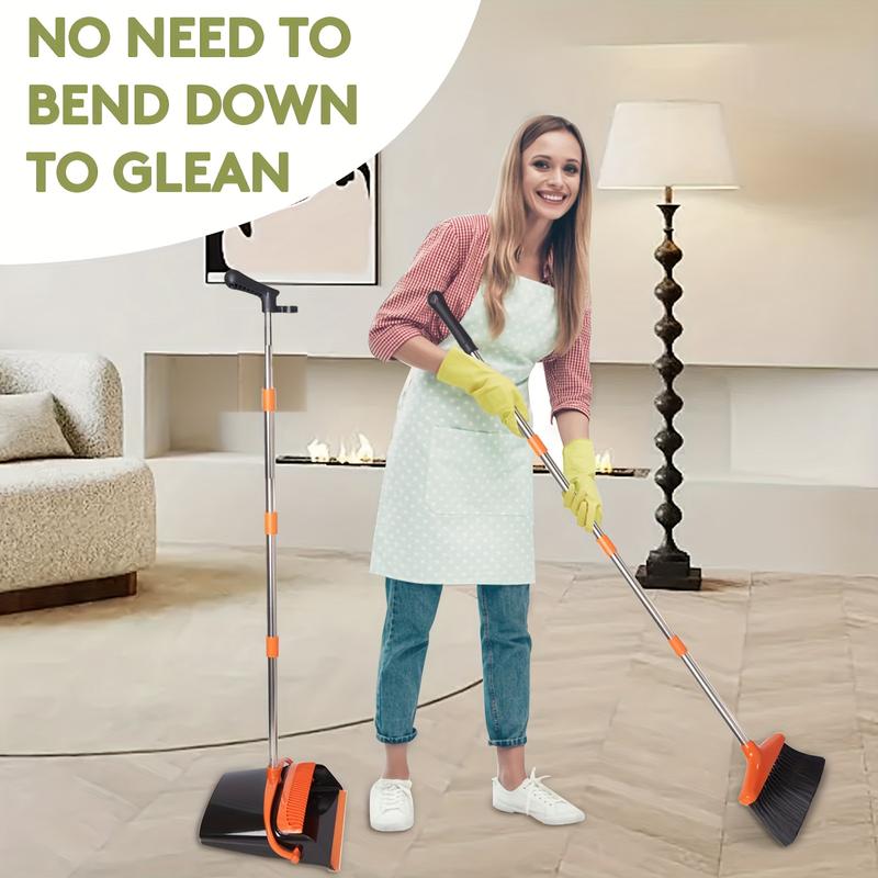 Broom and Dustpan Suit, Suitable for Home, Office, Indoor and Outdoor Cleaning, Vertical Broom and Dustpan