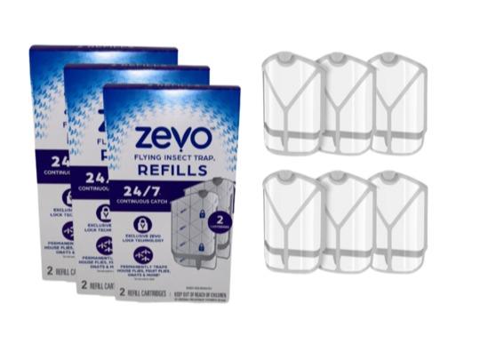 ZEVO Flying Insect Refills for Indoor Light Trap: Multi-Pack Cartridges for Fruit Flies, Gnats, and Houseflies Kitchen Home pest control