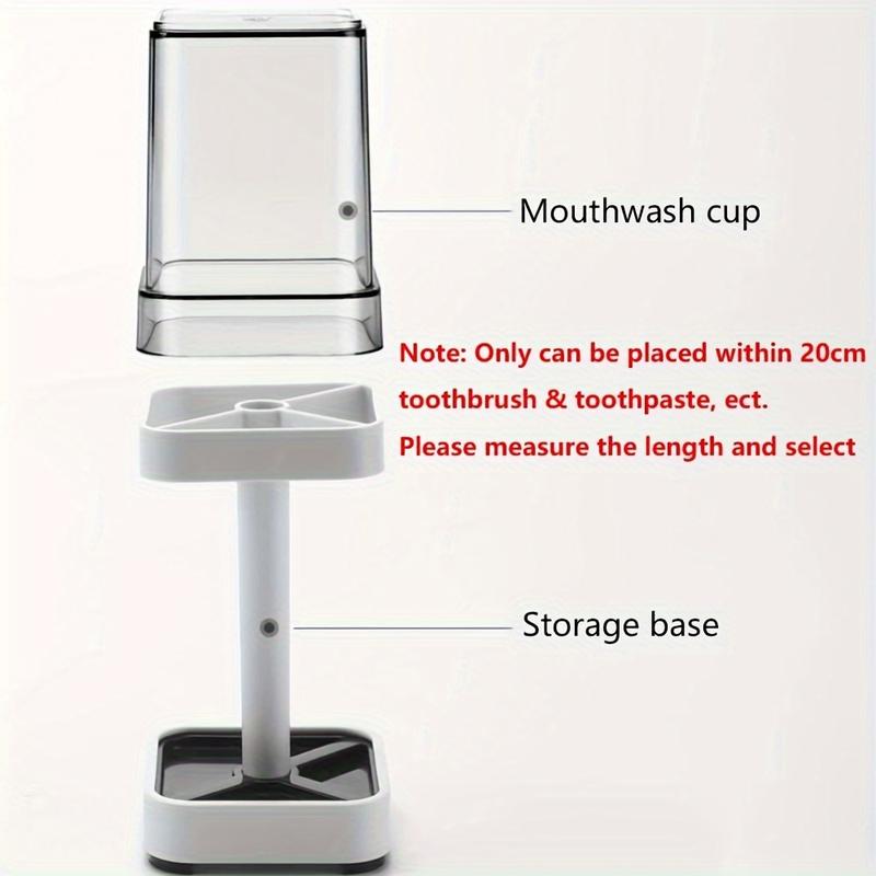 Toothbrush Holder With Gargle Cup, Couple Toothbrush Storage Rack, Toothbrush Storage Organizer With Transparent Mouthwash Cup, Wall Mounted, Suitable For Home, Dormitory, School, Bathroom Accessories