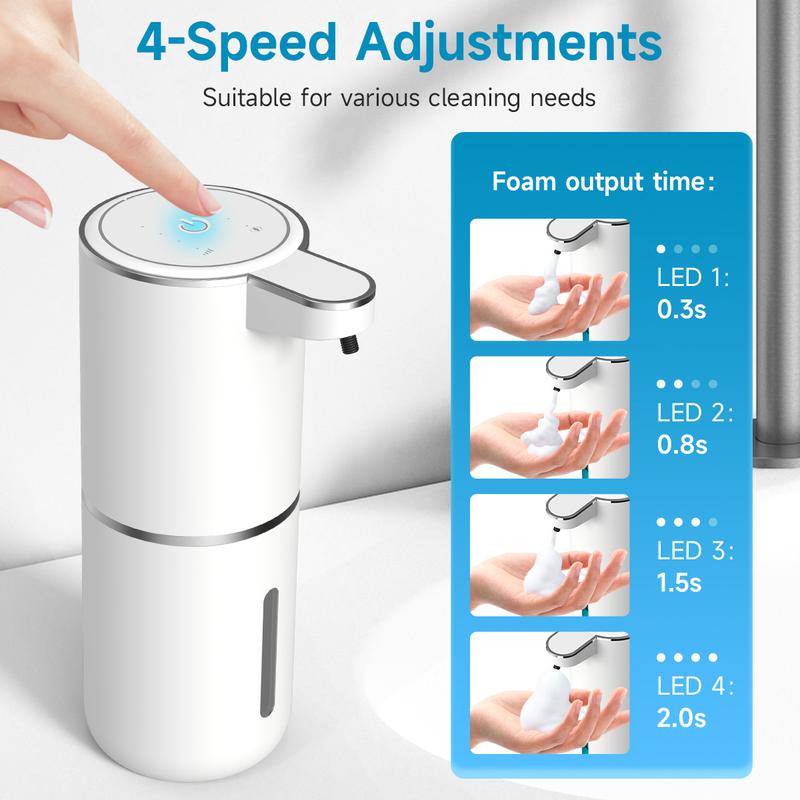 Automatic Sensor Soap Dispenser, 4-Level Adjustable, Desktop & Wall-Mounted Soap Dispenser, USB Charging Household Intelligent Soap Dispenser, Hand & Dish Soap Dispenser for Bathroom, Kitchen,Hotel, Restaurant, Christmas Gift For Men & Women