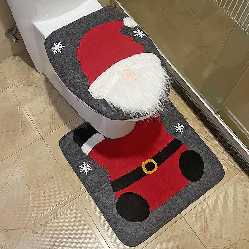 1 Count，Christmas Gnome Toilet for Seat Cover Cute for Protection Shield Floor Carpet for Festival Holiday Party Decoration Christmas Toilet Seat Cover and Rug Set