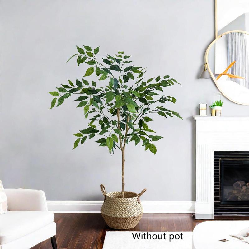 Artificial Ficus Tree Plant, 1 Count Realistic Leaves Faux Plant, Decorative Plant for Home Wedding Hotel Office Party Decoration