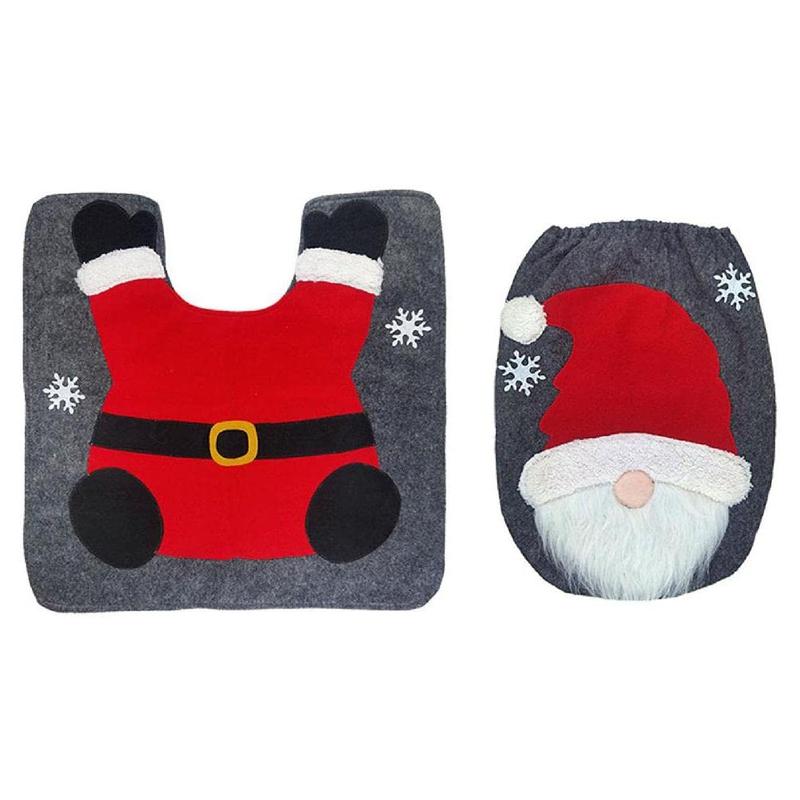 1 Count，Christmas Gnome Toilet for Seat Cover Cute for Protection Shield Floor Carpet for Festival Holiday Party Decoration Christmas Toilet Seat Cover and Rug Set