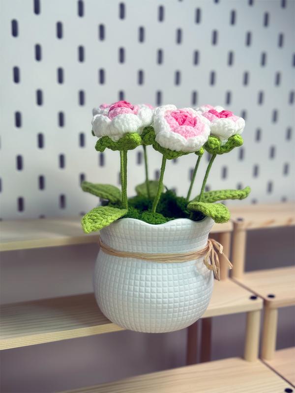 Handmade Crocheted Roses for Home Decoration - Multicolored Plants Decorative Flowers - Gift for Family or Friends