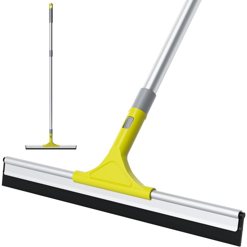 60'' Professional Floor Squeegee Scrubber with Telescopic Pole, Long Handle Squeegee for Floor with Rubber Blade Squeegee Broom for Concrete Floor Shower Tile Glass Pool Garage - 17in.