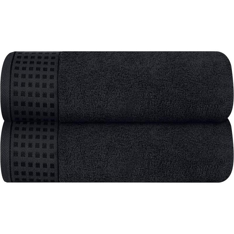 2 Pack Oversized Bath Towel Set 28x55 Inches, Ultra Soft Highly Absorbant Compact Quickdry & Lightweight Large Bath Towels, Gym Travel Camp Pool - Black