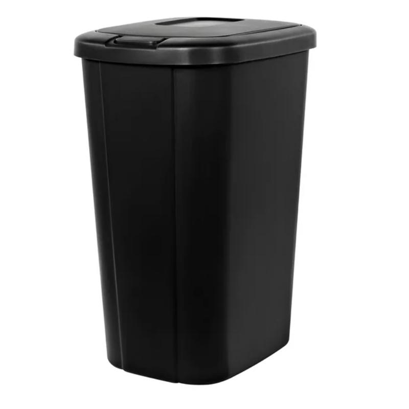 13.3 Gallon Trash Can, Plastic Touch Top Kitchen Trash Can, Black