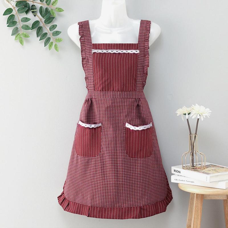 Plaid Pattern Apron for Women, 1 Count Kitchen Apron, Household Cooking Apron, Kitchen Accessories, Home Accessories