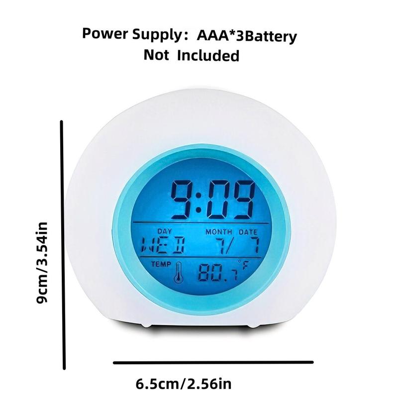 Creative Round Alarm Clock, 1 Count Colorful Natural Sound Alarm Clock, Bedside Lazy Wake Up Clock with Temperature Display