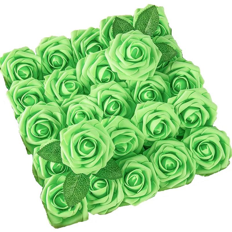 Artificial Rose (25pcs), Fake Rose with Stem, Faux Foam Flower for Home Party Wedding Decor, Decoration Supplies for Home Living Room Bedroom Dining Room