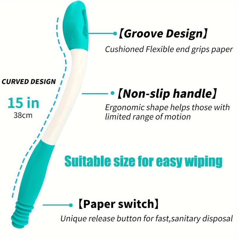 Toilet Aid Wiper, 1 Count Self Assist Bathroom Bottom Butt Wipe Helper Wand, Long Handle Comfort Wipe Tool, Household Bathroom Supplies