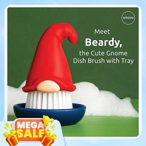 OTOTO Beardy Dish Brush - Dish Scrub Brush, Gnome Gifts, Quirky Gifts, Dish Brush, Cute Kitchen Accessories, Vegetable Brush, Cute and Useful Gifts for Women