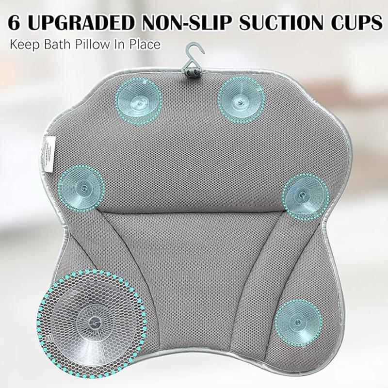 Bathtub Pillow, 1 Count Soft Breathable Bathtub Headrest Pillow with Suction Cups, Bathroom Accessories for Home Bathroom Hotel Salon