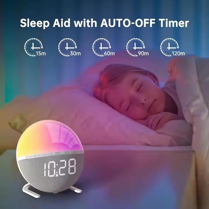 Sunrise Alarm Clock,1 Count Digital Clock with Night Light, Modern Design Electronic Clock for Home Office,Home Decoration Modern Silent