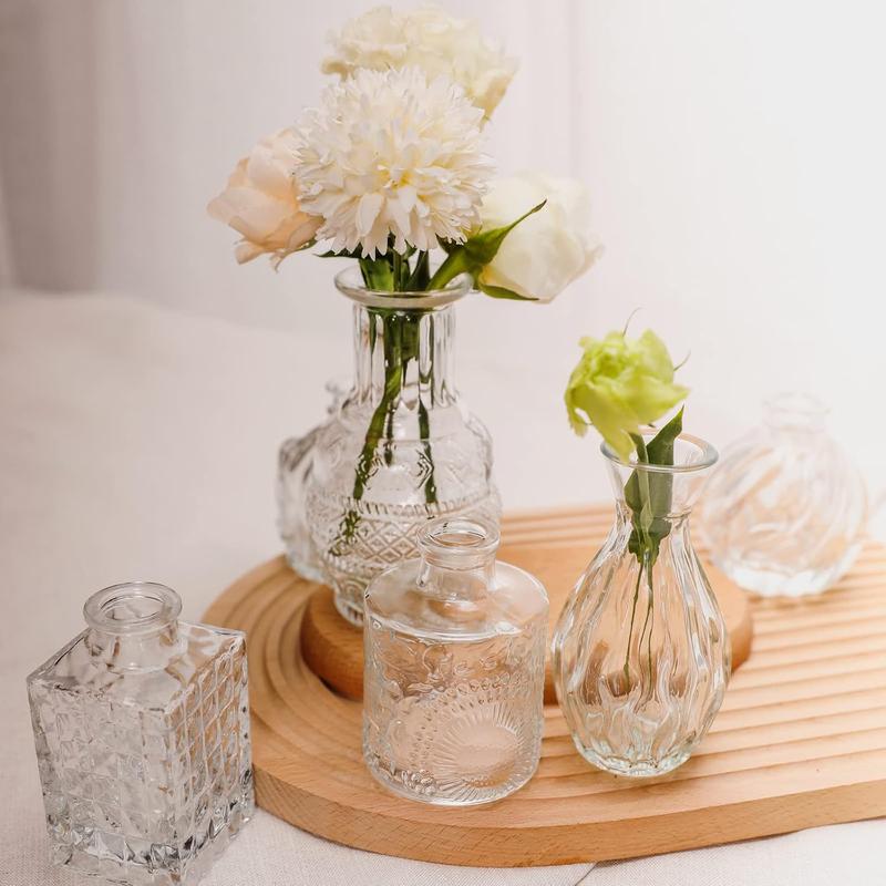 16Pcs Glass Bud Vase Set Small Flower Vase for Centerpieces Clear Bud Vases in Bulk  Mini Vintage Vase for Rustic Wedding Decorations