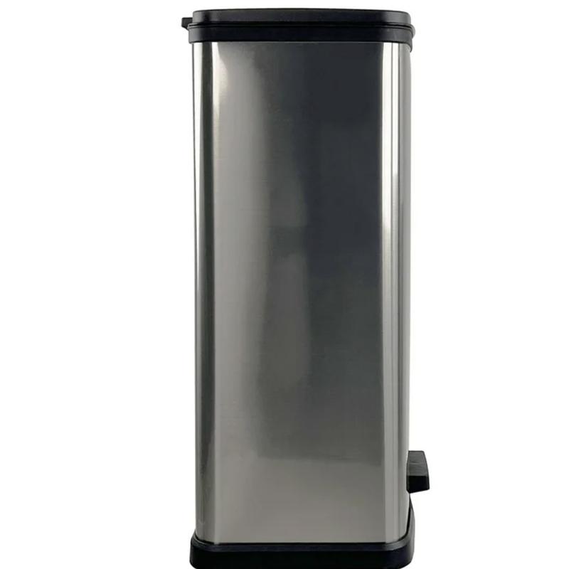 Mainstays 13.2 Gallon Trash Can, Plastic Rectangular Step Kitchen Trash Can, Silver