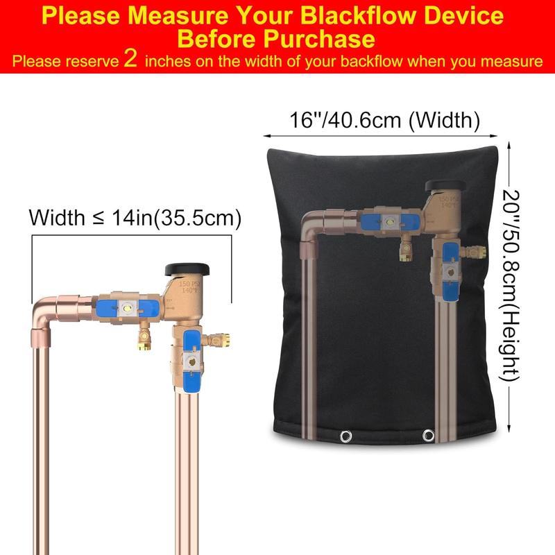 Backflow Preventer Insulation Weatherproof Covers, Pressure Vacuum Breaker Valve Insulated Covers Winter Freeze Protection, Outside Irrigation Sprinkler System Pipe Bag Pouch,16''W x 20''H Waterproof Filter