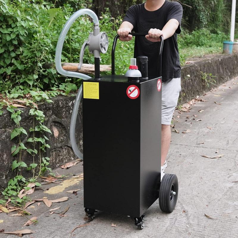 40 Gal Black Portable Gas Caddy with Pump for Fuel Storage