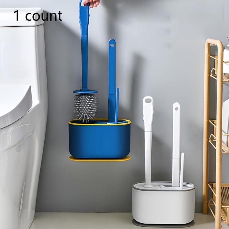 Toilet Brush with Holder, 1 Set 3-in-1 Long Handle Toilet Brush, Wall Mounted Quick Drying Toilet Cleaning Brush, Bathroom Cleaning Tools, Cleaning Supplies, Bathroom Accessories, Summer Essentials, Boyfriend Gift