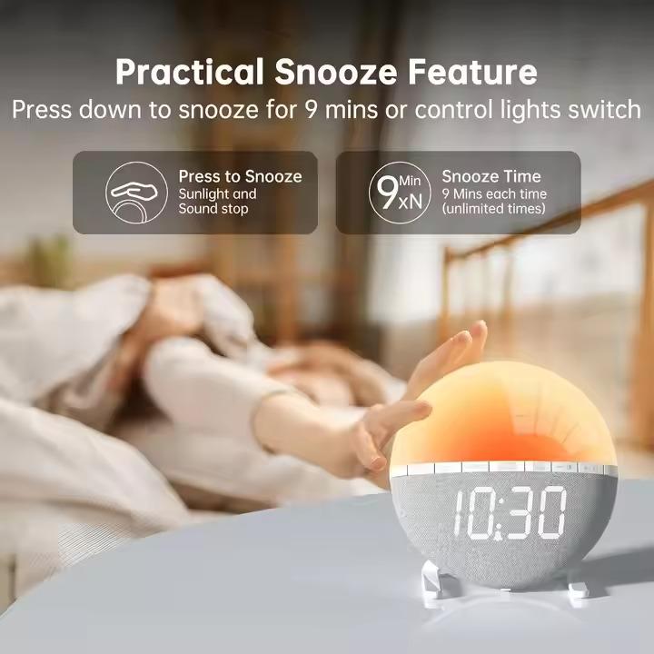 Sunrise Alarm Clock,1 Count Digital Clock with Night Light, Modern Design Electronic Clock for Home Office,Home Decoration Modern Silent